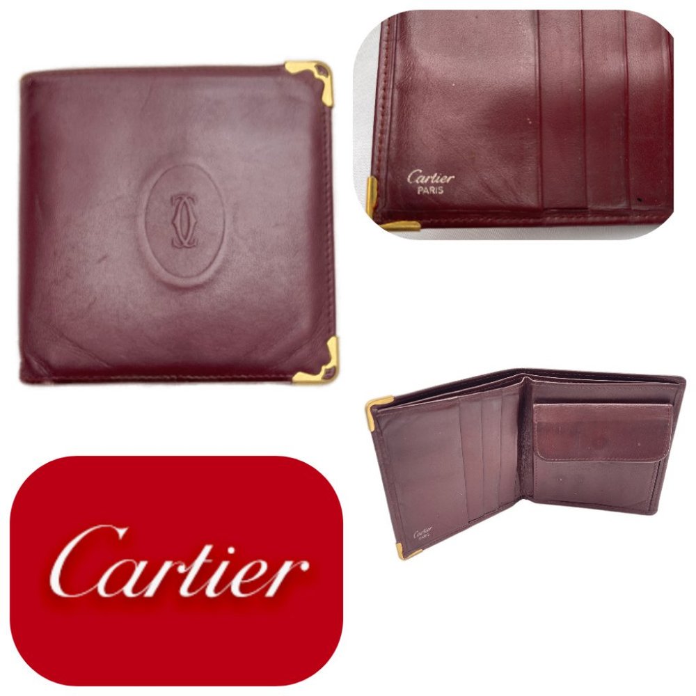 Auc Must De Cartier French style calfskin Leather Vintage wallet